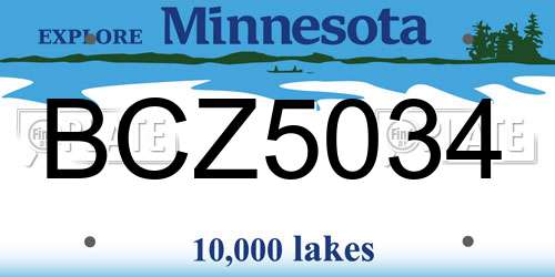 BCZ5034 Minnesota License Plate
