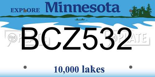 BCZ532 Minnesota License Plate