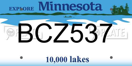 BCZ537 Minnesota License Plate