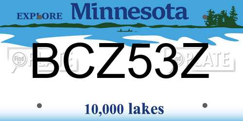 BCZ53Z Minnesota License Plate