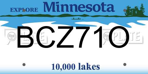 BCZ71O Minnesota License Plate