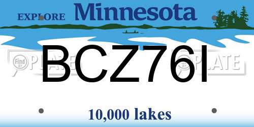 BCZ76I Minnesota License Plate