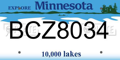 BCZ8034 Minnesota License Plate