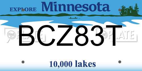 BCZ83T Minnesota License Plate