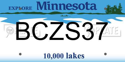BCZS37 Minnesota License Plate