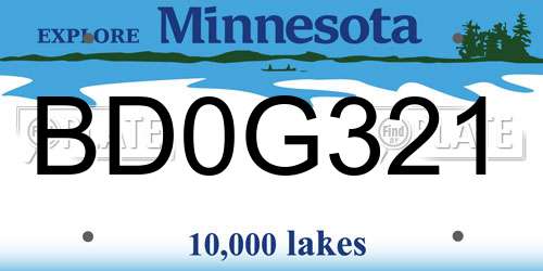 BD0G321 Minnesota License Plate