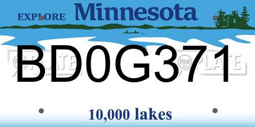 BD0G371 Minnesota License Plate