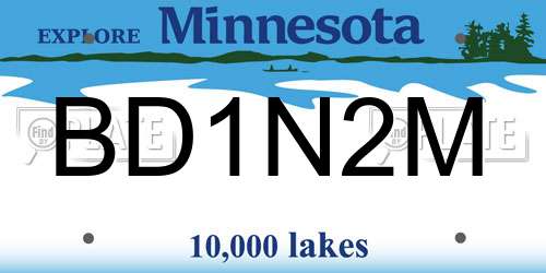 BD1N2M Minnesota License Plate