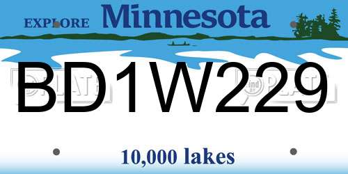 BD1W229 Minnesota License Plate