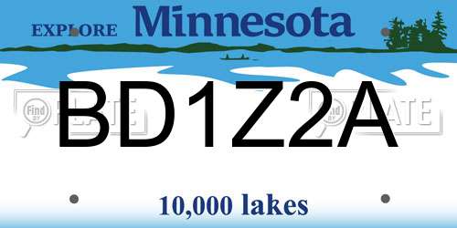 BD1Z2A Minnesota License Plate
