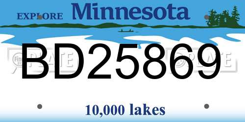 BD25869 Minnesota License Plate