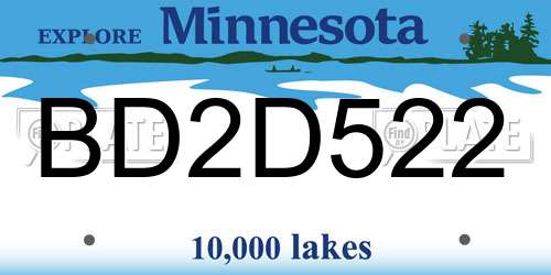 BD2D522 Minnesota License Plate