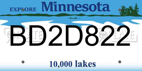 BD2D822 Minnesota License Plate