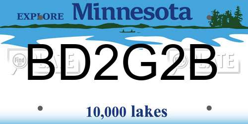 BD2G2B Minnesota License Plate