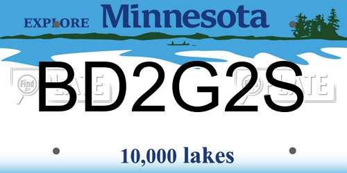 BD2G2S Minnesota License Plate