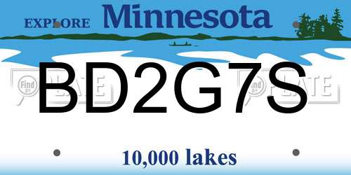 BD2G7S Minnesota License Plate