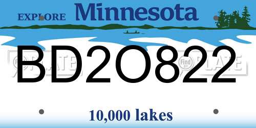 BD2O822 Minnesota License Plate