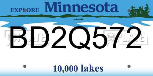 BD2Q572 Minnesota License Plate