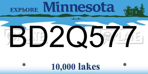 BD2Q577 Minnesota License Plate