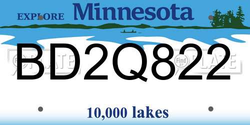 BD2Q822 Minnesota License Plate