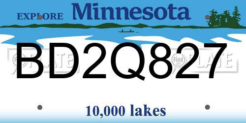 BD2Q827 Minnesota License Plate