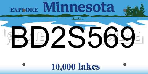 BD2S569 Minnesota License Plate