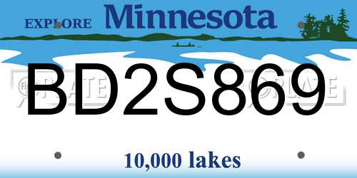BD2S869 Minnesota License Plate