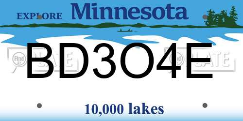 BD3O4E Minnesota License Plate