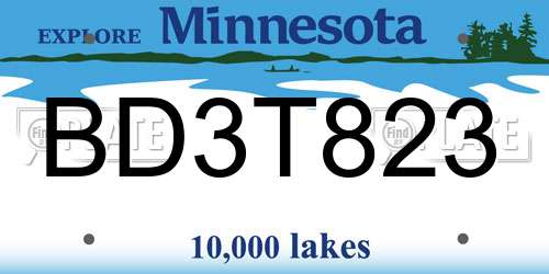 BD3T823 Minnesota License Plate