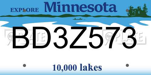 BD3Z573 Minnesota License Plate