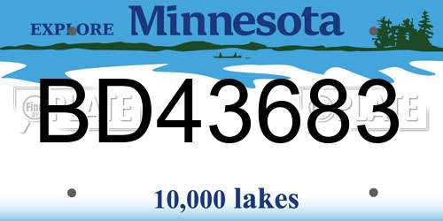 BD43683 Minnesota License Plate