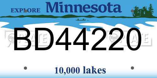 BD44220 Minnesota License Plate