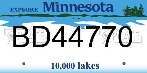 BD44770 Minnesota License Plate