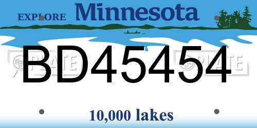 BD45454 Minnesota License Plate