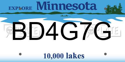 BD4G7G Minnesota License Plate