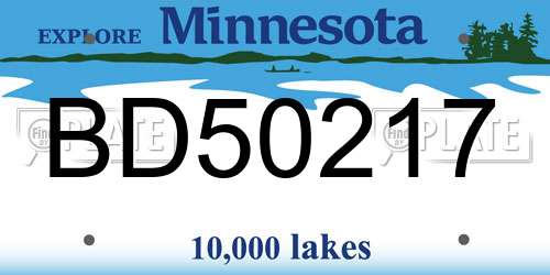 BD50217 Minnesota License Plate