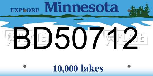 BD50712 Minnesota License Plate