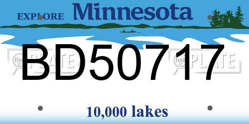 BD50717 Minnesota License Plate