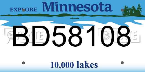 BD58108 Minnesota License Plate