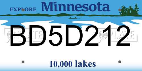 BD5D212 Minnesota License Plate