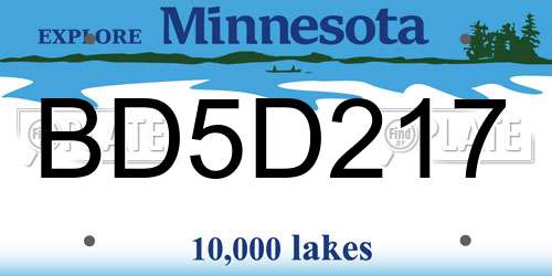 BD5D217 Minnesota License Plate
