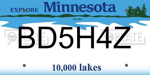BD5H4Z Minnesota License Plate