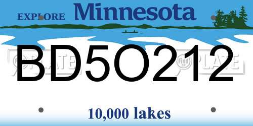 BD5O212 Minnesota License Plate