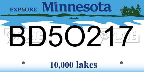BD5O217 Minnesota License Plate