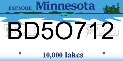 BD5O712 Minnesota License Plate