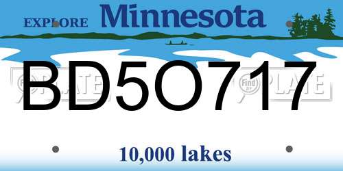 BD5O717 Minnesota License Plate