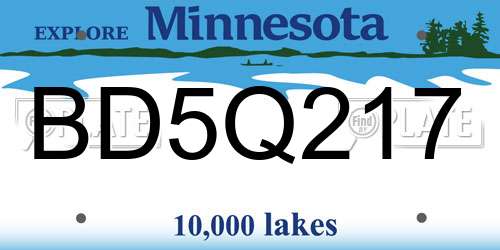 BD5Q217 Minnesota License Plate