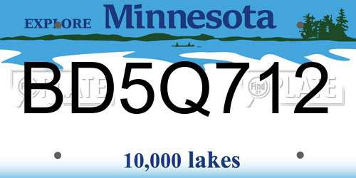 BD5Q712 Minnesota License Plate