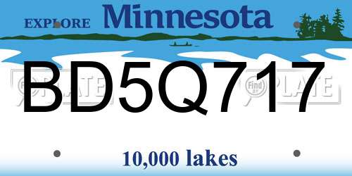 BD5Q717 Minnesota License Plate