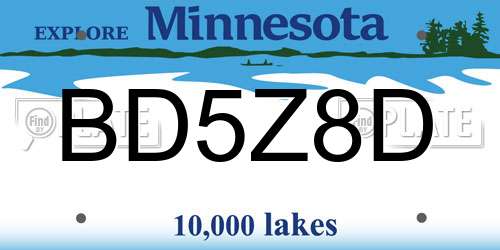 BD5Z8D Minnesota License Plate